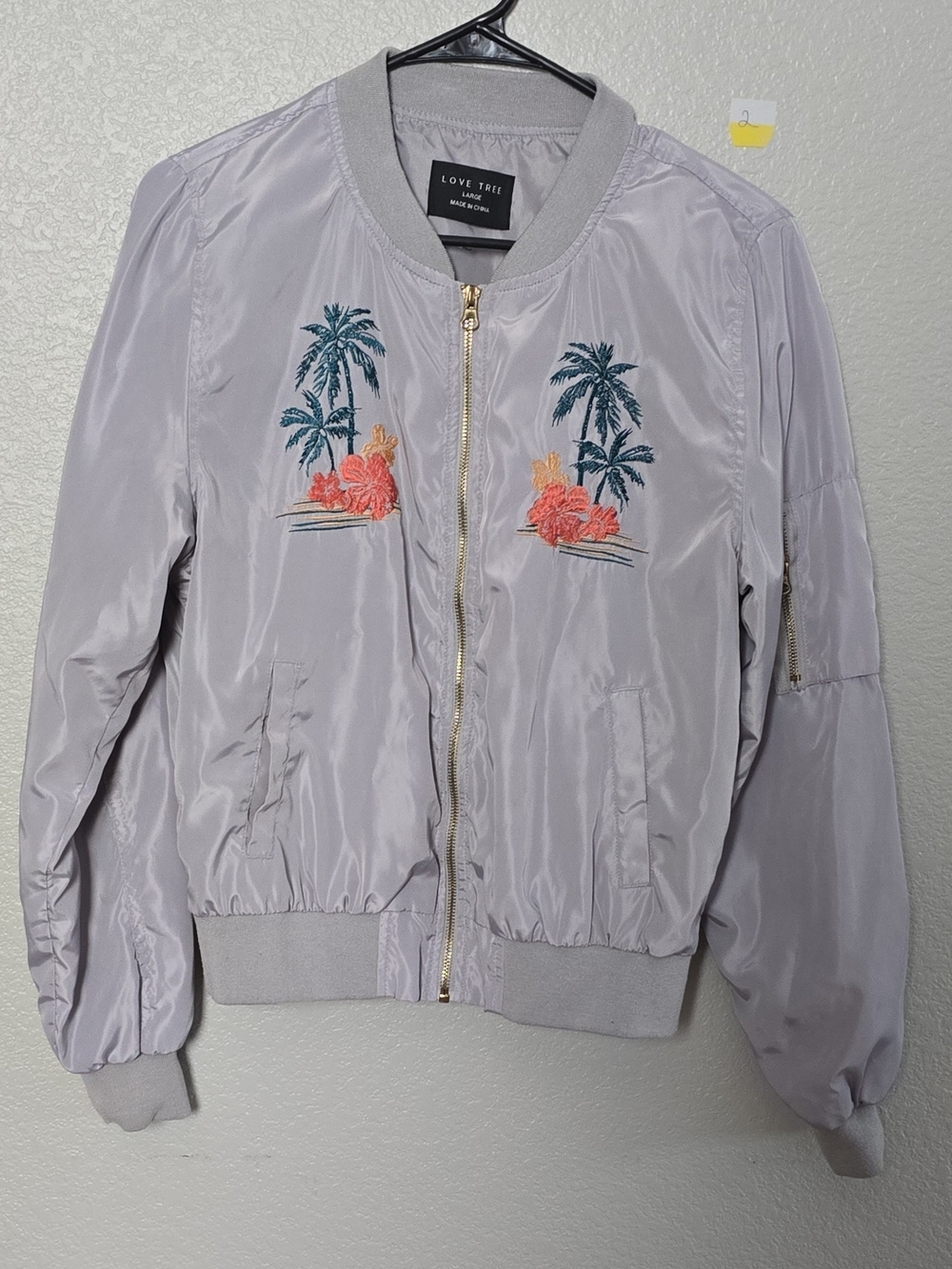 Love Tree Lilac Bomber Jacket with Tropical Embroidery